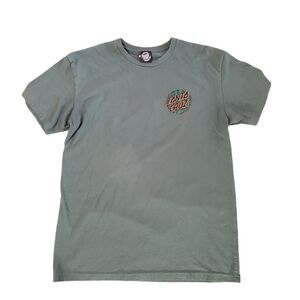 Santa Cruz Skateboards Men's Green Wood Logo‎ Short Sleeve T-shirt Large